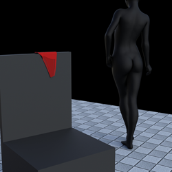 Picture shows the result of a simulation using an other 3D object to create a take off and dropped 3D clothes scene